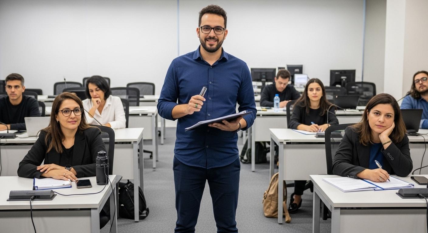 Showroom de design premium brasileiro com madeira, metal e iluminação suave